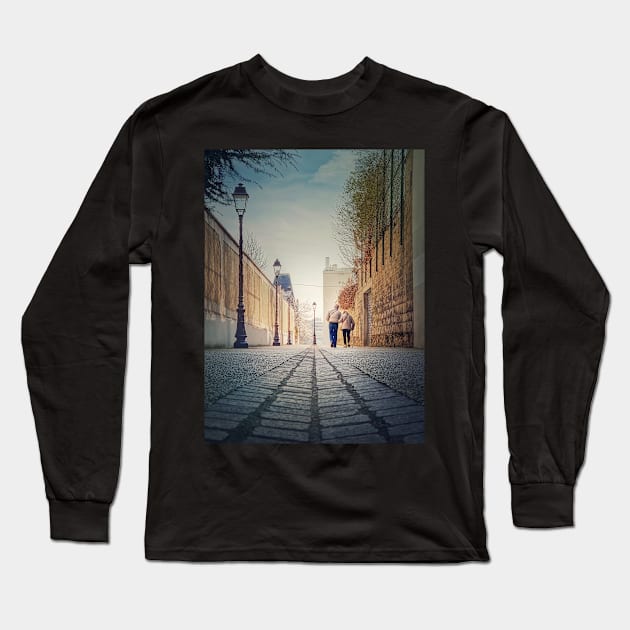 senior couple walking on the pedestrian alley Long Sleeve T-Shirt by psychoshadow